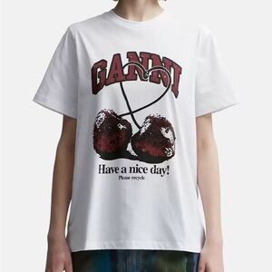 GANNI White Graphic T-Shirt
